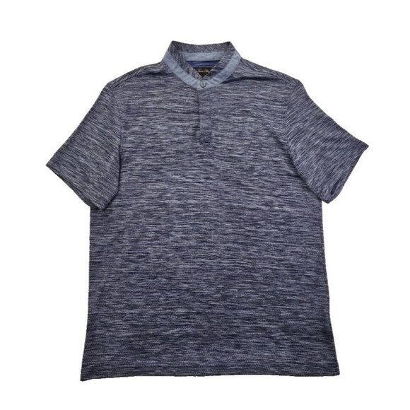 Tasso Elba Navy Blue Combo Banded Collar Polo Shirt Men's Medium EUC LN Golf - Picture 1 of 13